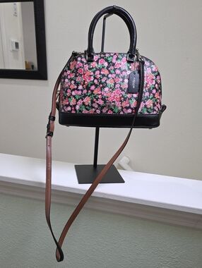 COACH F57621 Mini Sierra Satchel In Posey Cluster Floral Print Handbag Crossbody